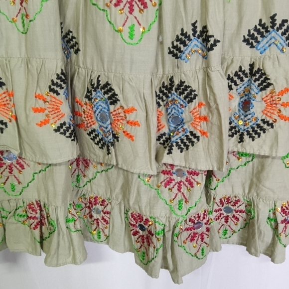 ANTHROPOLOGIE Moulinette Soeurs Lia Tank Top Green Boho Embroidered Size S NWT - Picture 6 of 14